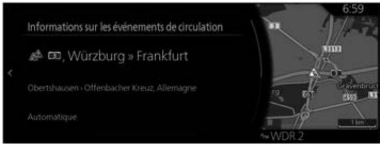 MAZDA CX-30 (2019) Système de navigation - (Lors de la vérification des détails sur les événements concernant la circulation depuis l'écran Liste Événements de circulation) - 4