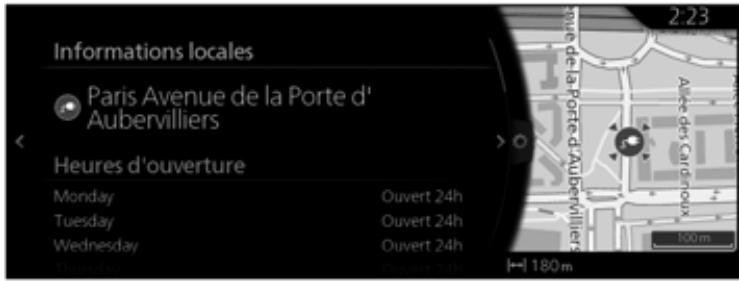 MAZDA CX-30 (2019) Système de navigation - Recherche d'informations sur les établissements situés à proximité pour faire passer votre temps d'attente pendant la recharge - 1