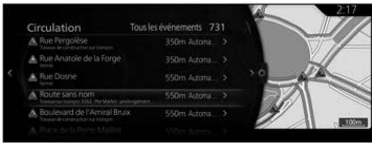 MAZDA CX-30 (2019) Système de navigation - (Lors de la vérification des détails sur les événements concernant la circulation depuis l'écran Liste Événements de circulation) - 3