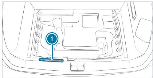 Mercedes-Benz Classe E Break (2023) - Emplacement de rangement de I'anneau de remorquage - 1