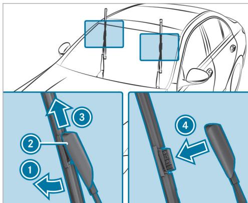 Mercedes-Benz Classe E Break (2023) - Dépose des balais d'essuie-glace (variante 2) - 1