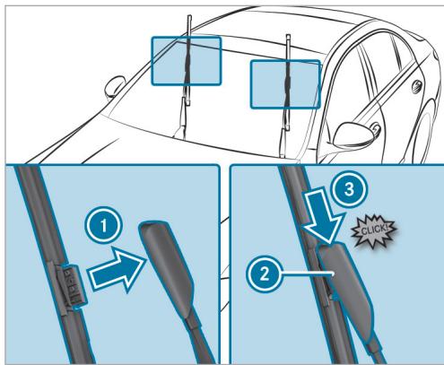 Mercedes-Benz Classe E Break (2023) - Pose des balais d'essuie-glace (variante 2) - 1
