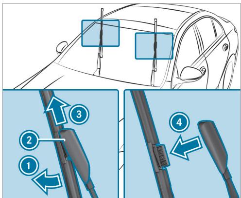 Mercedes-Benz Classe E Break (2023) - Dépose des balais d'essuie-glace (variante 2) - 1