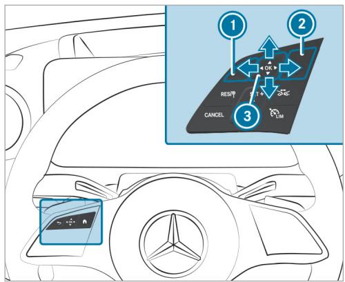 Mercedes-Benz Classe E Break (2023) - Remarques relatives aux menus sur l'écran conducteur - 1
