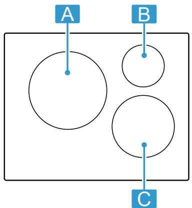 BOSCH PIJ631HB1E - Répartition des zones de cuisson - 1