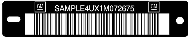 CADILLAC XLR (2006) - Numéro d'identification du vehicule (NIV) - 1