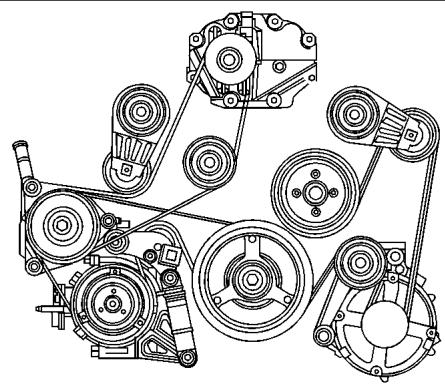 CADILLAC XLR (2006) - Disposition de la courroie d'entrainment (Moteur XLR-V) - 1