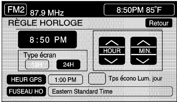 CADILLAC XLR (2006) - Menu de réglage de l'horloge - 1