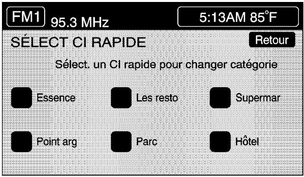 CADILLAC XLRV (2006) - Selection d'un CI (point d'intérêt) rapide - 1