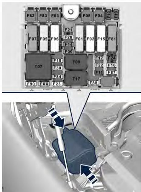 Maserati Grecale (2022) - Boîte à fusibles sur le côté arrêtédroit du compartment avant dumoteur électrique - 1