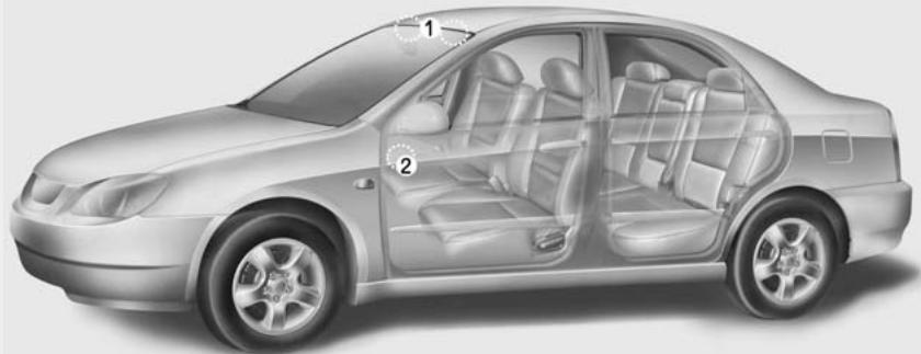 KIA Magentis MG (2005-2010) - Étiquette d'avertissement des coussins gonflables - 1