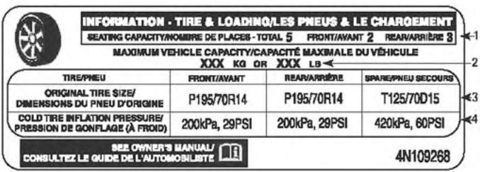 RAM 3500 (2018) - Étiquette d'information sur les pneus et la charge - 1