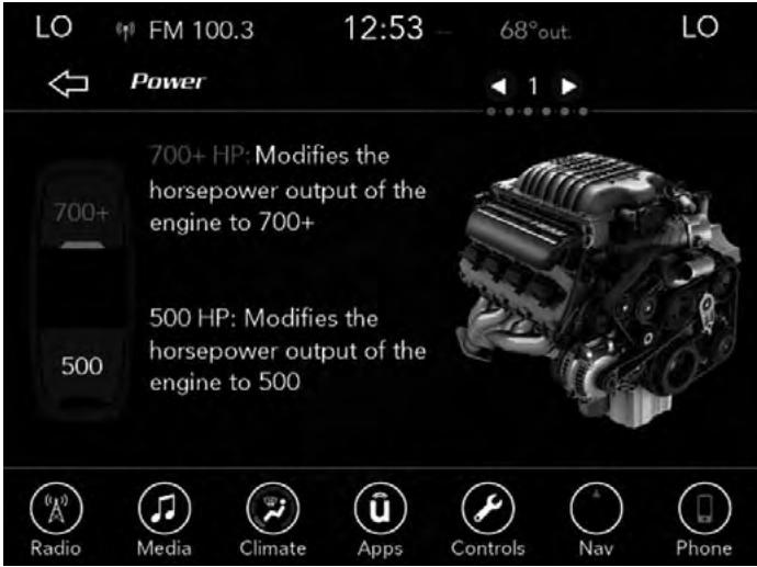 DODGE Charger SRT Hellcat (2017) - Puissance – selon l'équipement avec moteur 6.2L suralimenté - 1