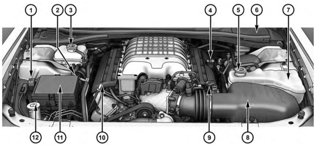 DODGE Charger SRT Hellcat (2017) - COMPARTIMENT MOTEUR – MOTEUR 6.2L SURALIMENTÉ - 1