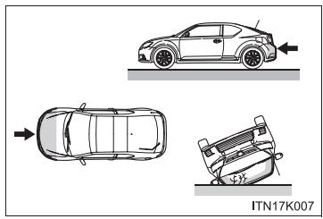 Scion tC 2 (2012) - Types de collision qui n'entraîneront pas le déploiemment des coussins gonflables SRS (coussins gonflables SRS avant) - 3