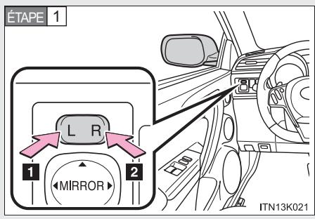 Scion tC 2 (2012) - 1-3. Composants régibles (sièges, rétroviseurs, volant) Rétroviseurs extérieurs - 1