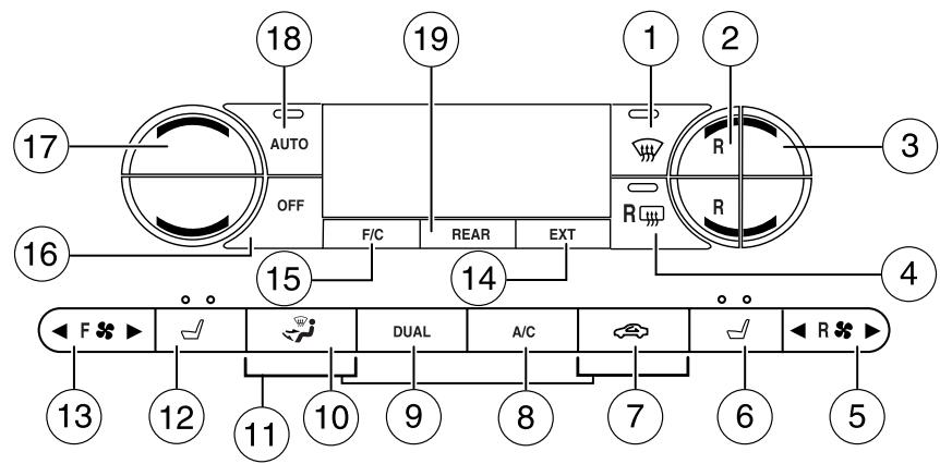 FORD Freestyle (2005-2007) - Sélecteur de température automatique à deux zones avec sièges chauffants et commande de chauffage et de climatisation aux sièges arrêté (selon l'équipement) - 1