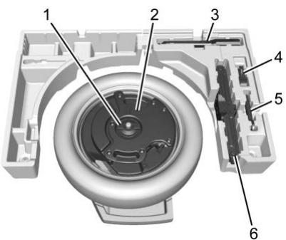 Buick Encore (2019) - Dépose du pneu de secours et des outils - 1
