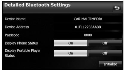SUBARU BRZ (2016) Système de navigation - ■ Affichage de Detailed Bluetooth Settings (Options BT détaillées) pour l'appareil - 3
