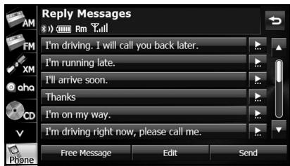 SUBARU BRZ (2016) Système de navigation - Modification de la liste Reply Messages (Rép. messages) - 1