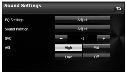 SUBARU BRZ (2016) Système de navigation - Réglage de l'ajustement automatique du niveau sonore (Uniquement pour type B) - 1