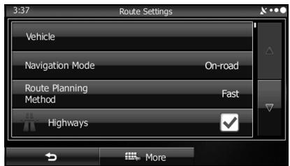 SUBARU BRZ (2016) Système de navigation - Utilisez la fonction « Route Settings (Paramétrage de l'itinéraire) » comme suit. - 2