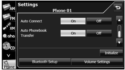SUBARU BRZ (2016) Système de navigation - Sur l'écran Settings (Options) du téléphone, vous pouvez effectuer les réglages suivants en appuyant sur les touches tactiles de chaque élément. - 2