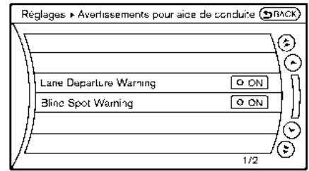 INFINITI Q70 (2015) - Comment activer/désactiver le système LDW - 1