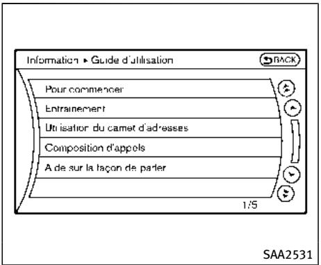 INFINITI Q70 (2015) - Affichage du guide d'utilisation - 1