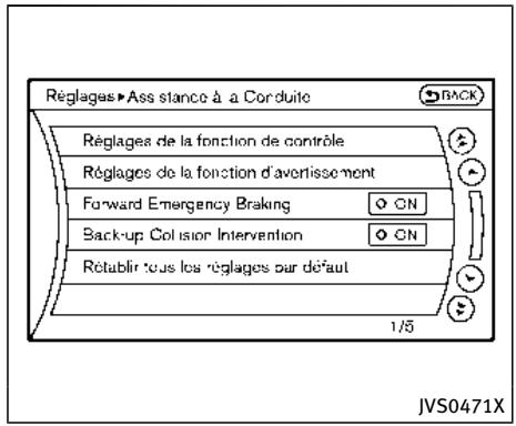 INFINITI Q70 (2015) - Comment activer/désactiver le système BCI - 3