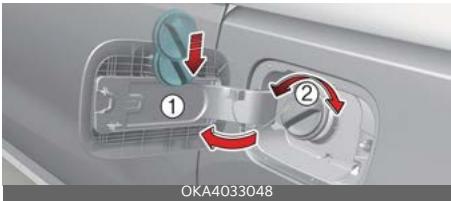 KIA Carnival (2025) - Ouverture de la trappe de rem- plissage de carburant - 2