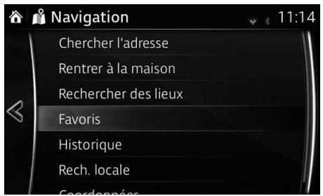 MAZDA MX-5 (2018-2023) Système de navigation - Sélection de la destination à partir de vos Favoris - 1