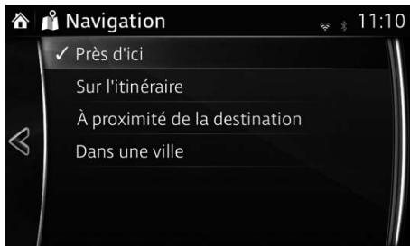MAZDA MX-5 (2018-2023) Système de navigation - Recherche d'un POI (Point d'intérêt) par catégories - 1