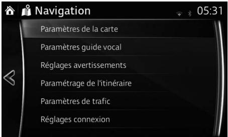 MAZDA MX-5 (2018-2023) Système de navigation - Menu des Réglages - 1