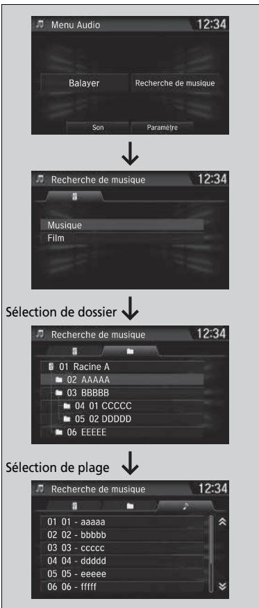 Honda CR-V 5 (2017-2020) - Comment sélectionner un fichier à partir de la liste de recherche de musique - 1