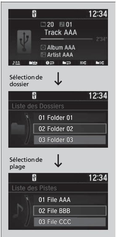 Honda CR-V 5 (2017-2020) - Sélection d'un fichier dans un dossier à l'aide du bouton de sélection - 1