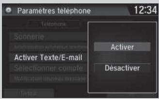 Honda CR-V 5 (2017-2020) - Pour configurer les Options de message de texte/e-mail \* - 1