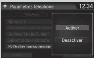 Honda CR-V 5 (2017-2020) - Pour configurer les Options de message de texte/e-mail \* - 2