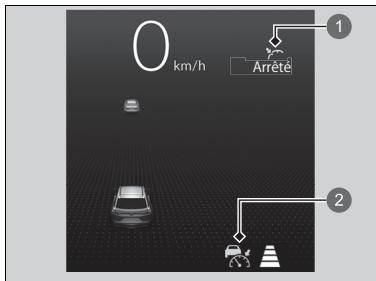 Honda e:Ny1 - Le véhicule détecté devant vous est dans le champ de détection de l'ACC avec maintien de distance de sécurité à basse vitesse et ralentit jusqu'à l'arrêt - 1