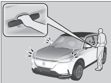 Honda e:Ny1 - ■ Déverrouillage des portes et du hayon - 1