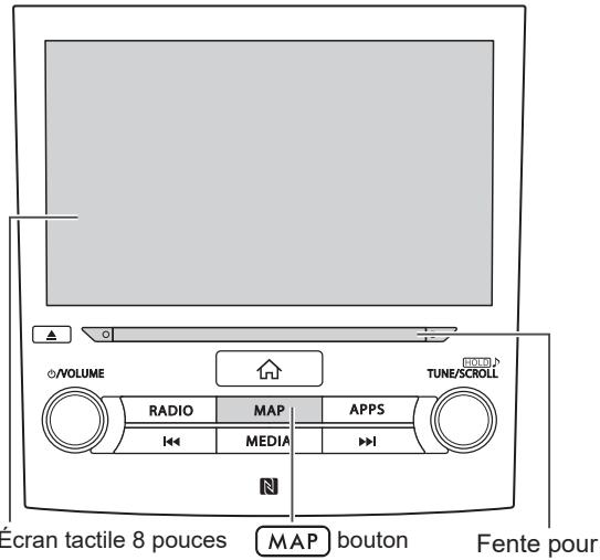 Écran tactile 8 pouces MAP bouton Fente pour RADIO MAP APPS MEDIA