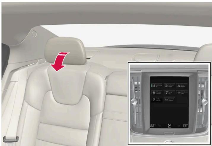 VOLVO S60 (2025) - Rabattement de l'appui-tête extérieur de la banquette arrière à l'aide de l'écran central\* - 1