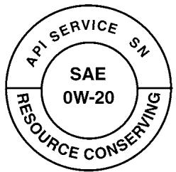 API SERVICE SN SAE 0W-20 RESOURCE CONSERVING