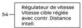 54—Régulateur de vitesse Vitesse cible réglée avec contr. Distance intell.