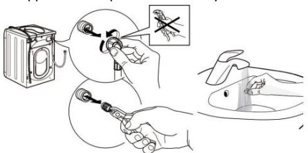 FAGOR MG100E14586BHLP - Cleaning the mesh filter in the water inlet hose and the water inlet valve - 3