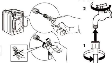 FAGOR MG100E14586BHLP - Cleaning the mesh filter in the water inlet hose and the water inlet valve - 4