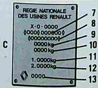 RENAULT 25 (1984-1988) - C - Plaque constructeur - 3