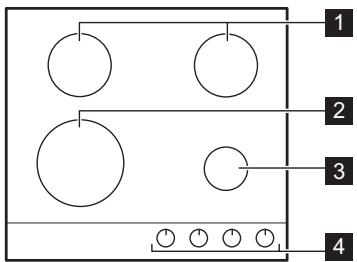 ELECTROLUX KGS6424X - Description de la table de cuisson - 1