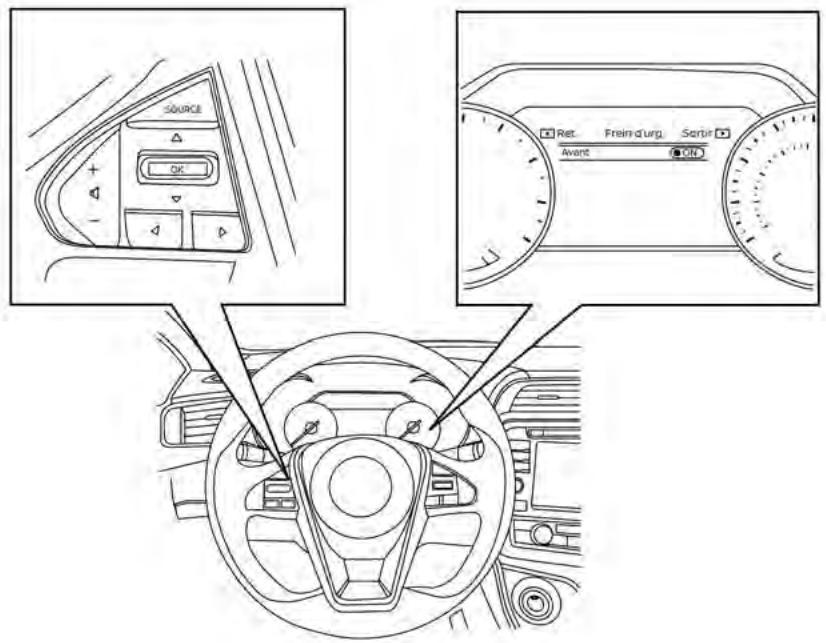 NISSAN Maxima 2021 - ACTIVATION OU DÉSACTIVATION DU SYSTÈME DE DÉTECTION DE COLLISION FRONTALE INTELLIGENT - 1