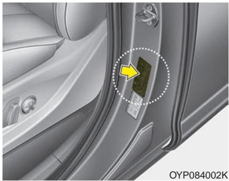 KIA Sedona YP (2014-2018) - ÉTIQUETTE DE CERTIFICATION DU VÉHICULE - 1